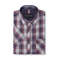 KAM - Classic Check Cotton SS Shirt White Red