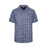 KAM - Hawaiian Revere Collar SS Shirt Blue