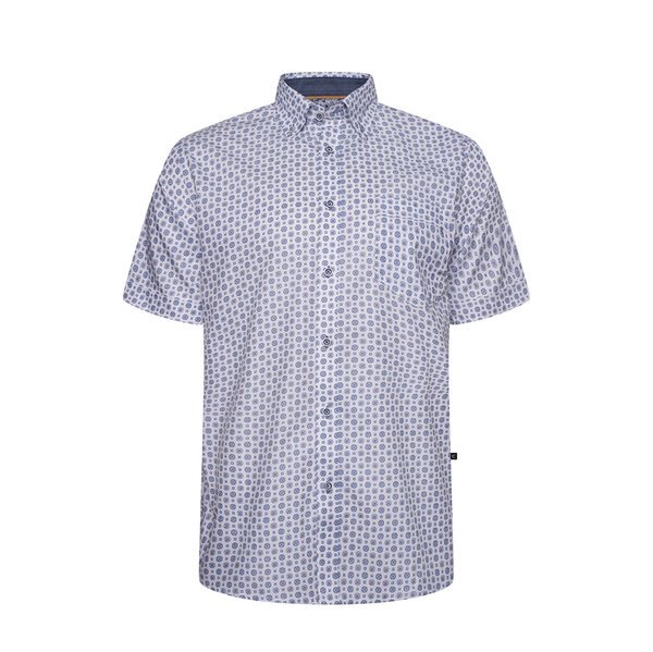 KAM - Jewel Pattern Poly Cotton SS Shirt Blue-shop-by-brands-Beggs Big Mens Clothing - Big Men's fashionable clothing and shoes