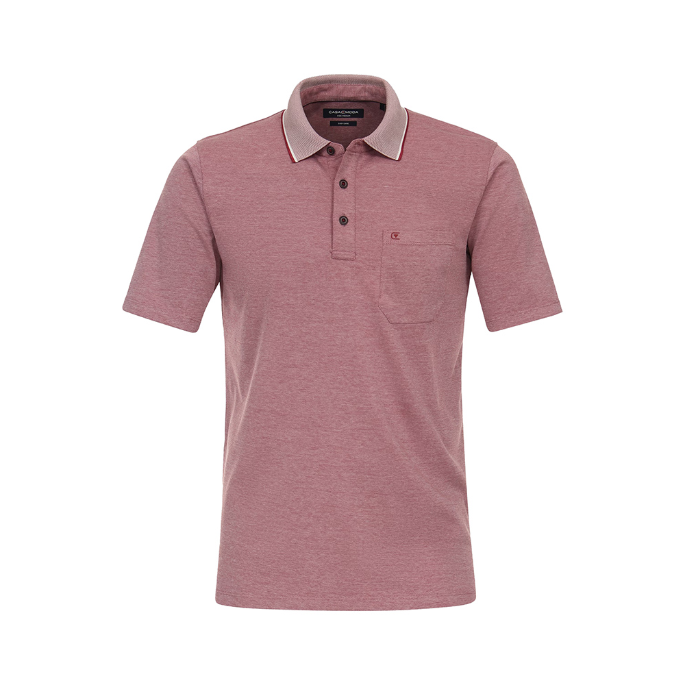 CASA MODA - Cotton Mix Marle Weave Fashion Polo with Pocket Red