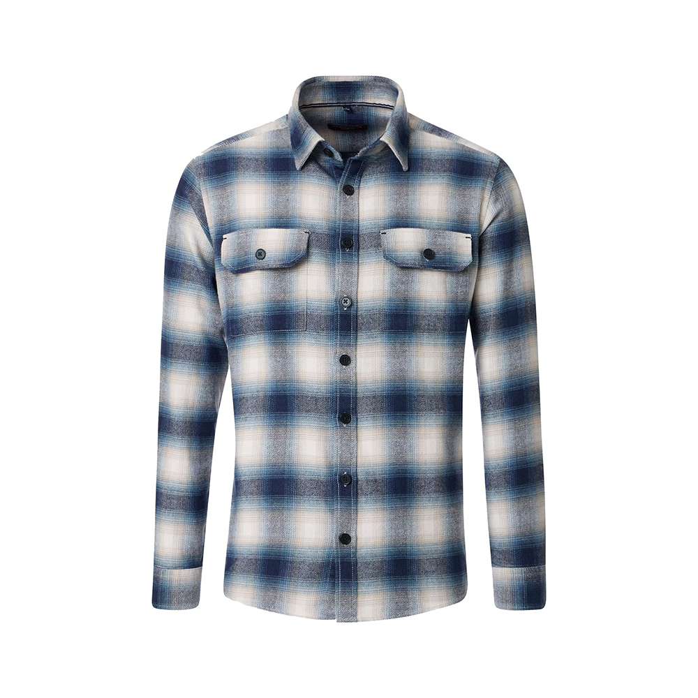 Casa Moda Check Over Shirt LS Blue