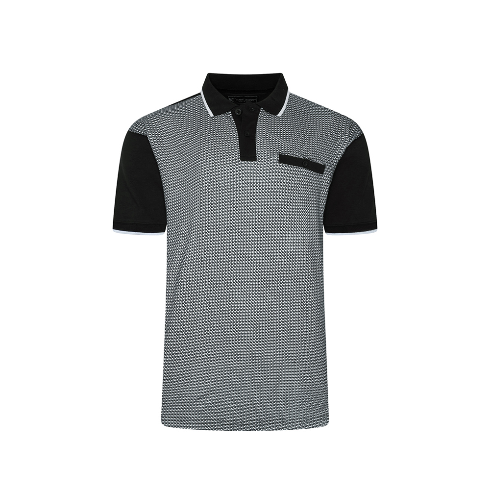 KAM - Smart Mini Geo Print Polo Black