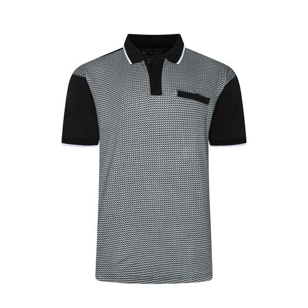 KAM - Smart Mini Geo Print Polo Black-shop-by-brands-Beggs Big Mens Clothing - Big Men's fashionable clothing and shoes