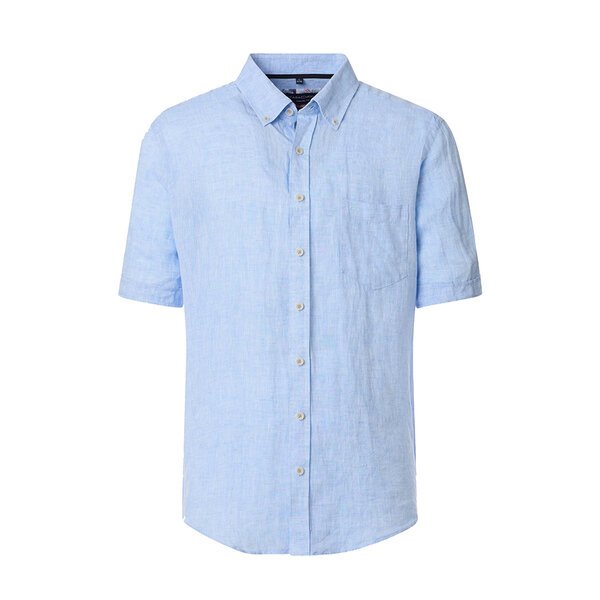 CASA MODA - Linen Short Sleeve Shirt Sky Blue-shop-by-brands-Beggs Big Mens Clothing - Big Men's fashionable clothing and shoes