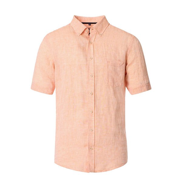 CASA MODA - Linen Short Sleeve Shirt Tangerine-shop-by-brands-Beggs Big Mens Clothing - Big Men's fashionable clothing and shoes