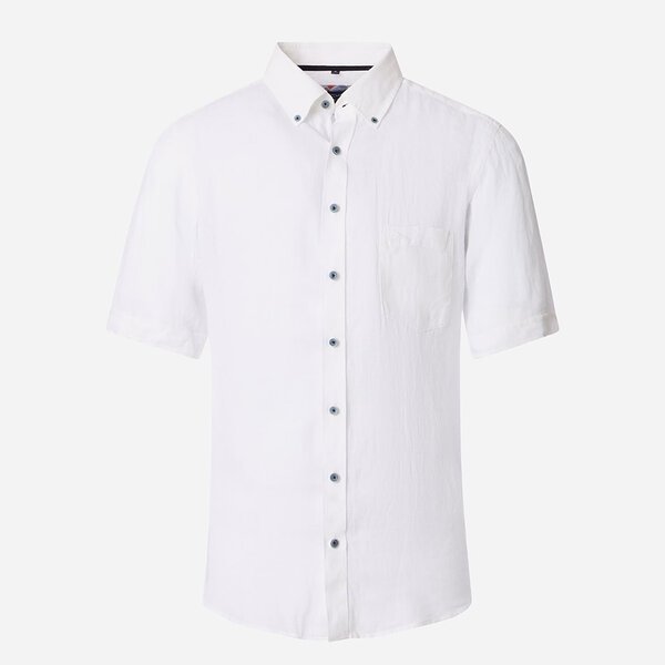 CASA MODA - Linen Short Sleeve Shirt White-shop-by-brands-Beggs Big Mens Clothing - Big Men's fashionable clothing and shoes