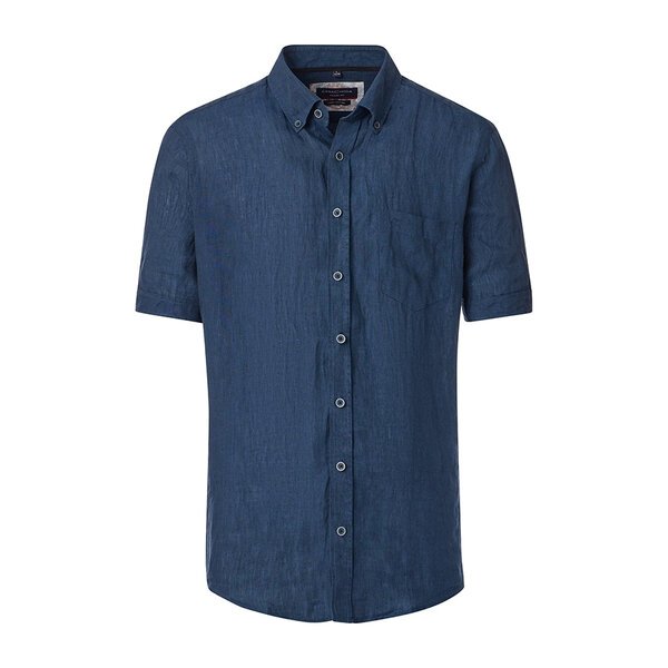 CASA MODA - Linen Short Sleeve Shirt Navy-shop-by-brands-Beggs Big Mens Clothing - Big Men's fashionable clothing and shoes