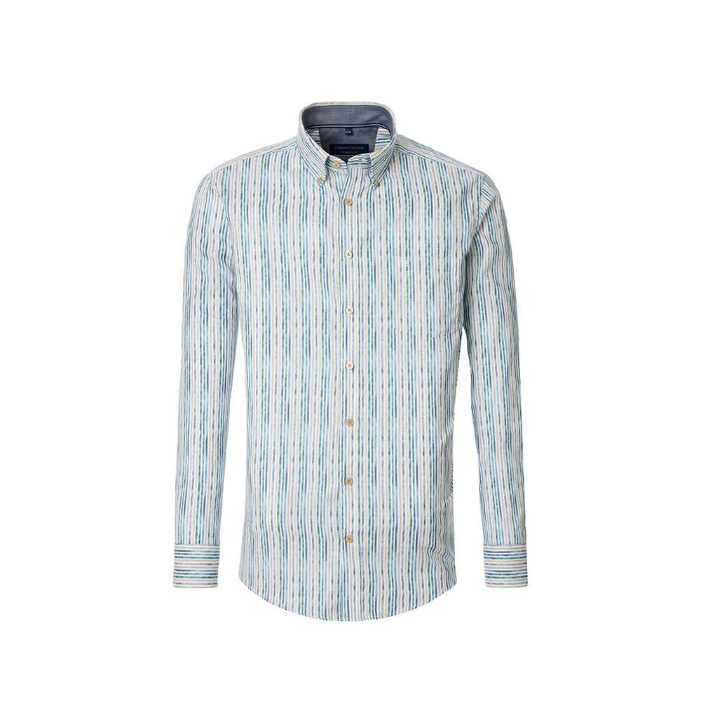 Casa Moda Stripe LS Shirt Petrol
