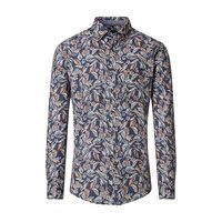 Casa Moda Leaf Pattern LS Shirt Blue