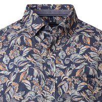 Casa Moda Leaf Pattern LS Shirt Blue
