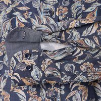 Casa Moda Leaf Pattern LS Shirt Blue