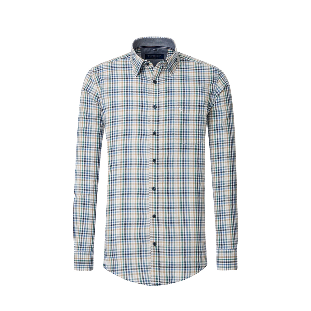 Casa Moda Gingham Check LS Shirt Petrol