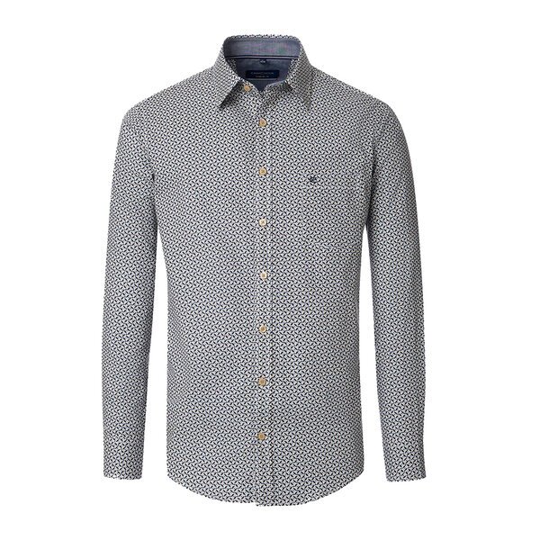 Casa Moda Geo Dot Pattern LS Shirt Blue-shop-by-brands-Beggs Big Mens Clothing - Big Men's fashionable clothing and shoes