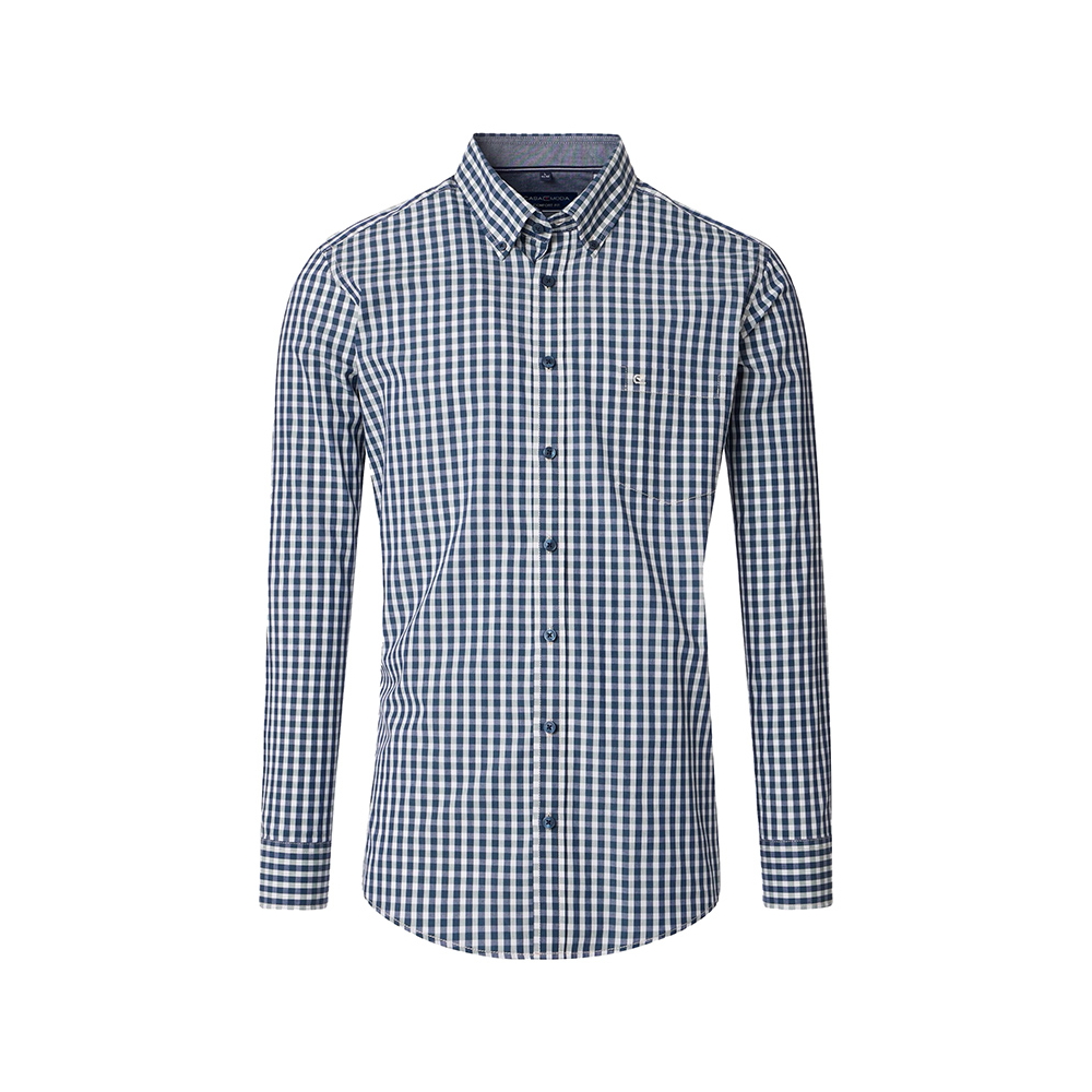 Casa Moda Gingham Check LS Shirt Navy