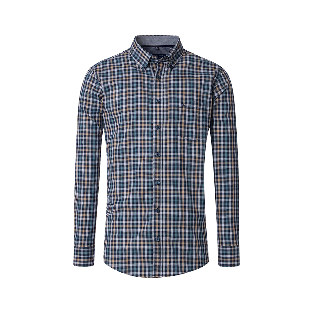Casa Moda Small Check LS Shirt Blue