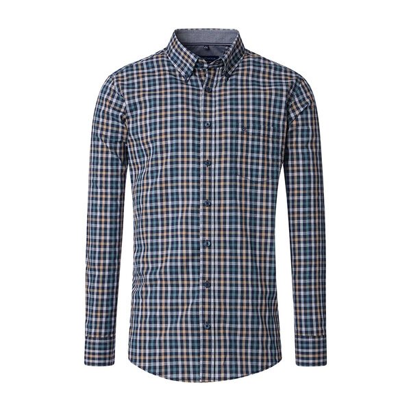 Casa Moda Small Check LS Shirt Blue-shop-by-brands-Beggs Big Mens Clothing - Big Men's fashionable clothing and shoes
