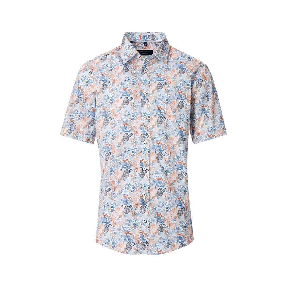 Casa Moda Paisley Pattern SS Shirt Blue