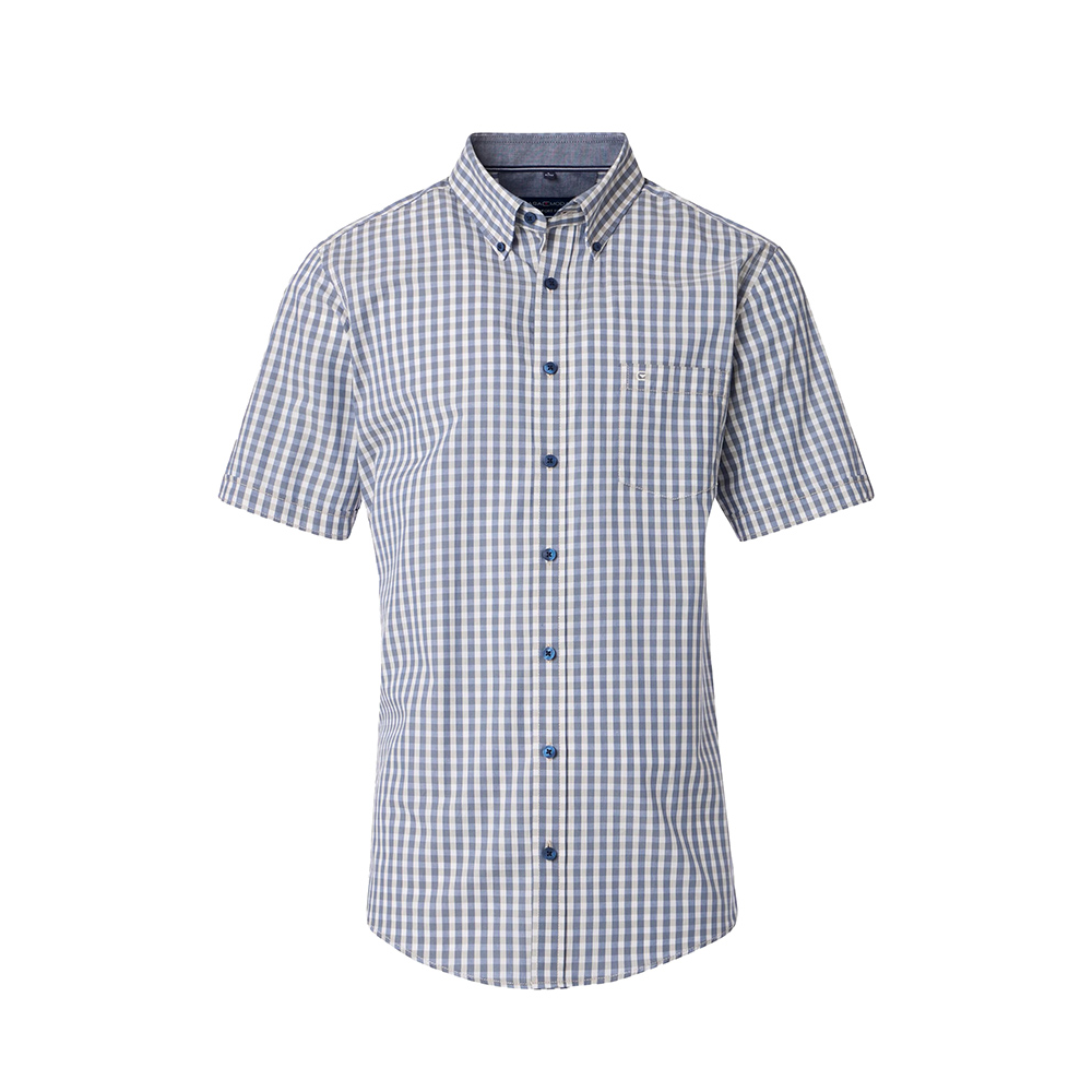 Casa Moda Gingham Check SS Shirt Grey