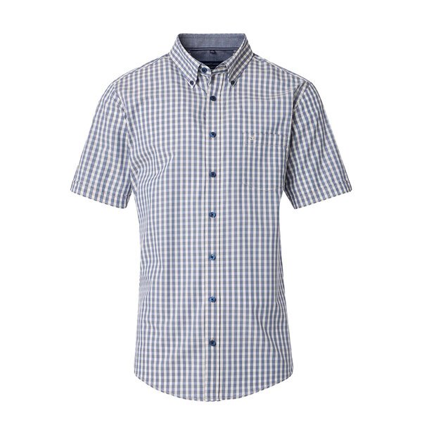 Casa Moda Gingham Check SS Shirt Grey-shop-by-brands-Beggs Big Mens Clothing - Big Men's fashionable clothing and shoes
