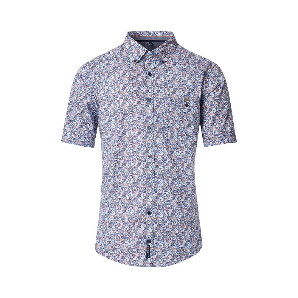 Casa Moda Multi Circle Pattern SS Shirt Blue