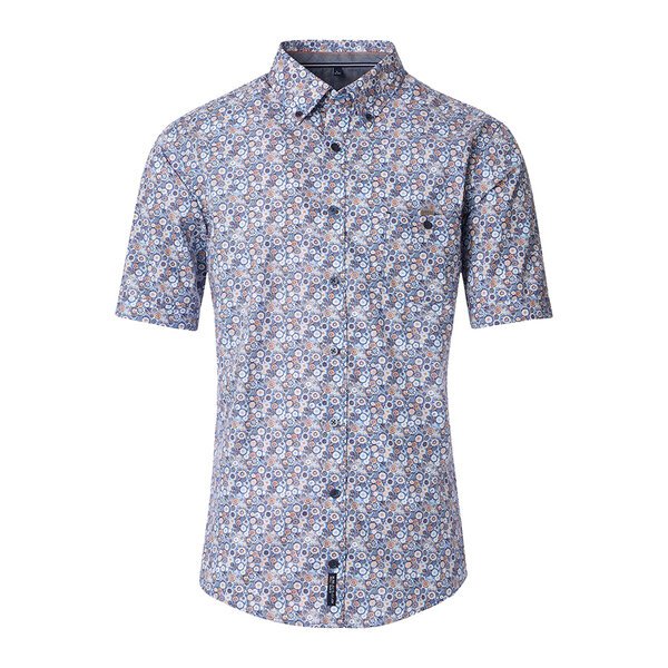 Casa Moda Multi Circle Pattern SS Shirt Blue-shop-by-brands-Beggs Big Mens Clothing - Big Men's fashionable clothing and shoes