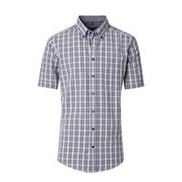 Casa Moda Window Pane Check SS Shirt Blue