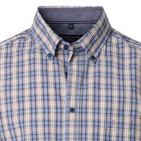 Casa Moda Window Pane Check SS Shirt Blue