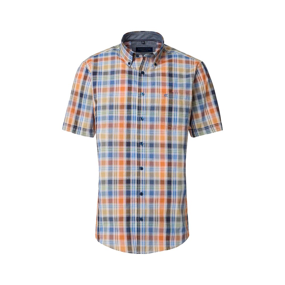 Casa Moda Orange Check SS Shirt