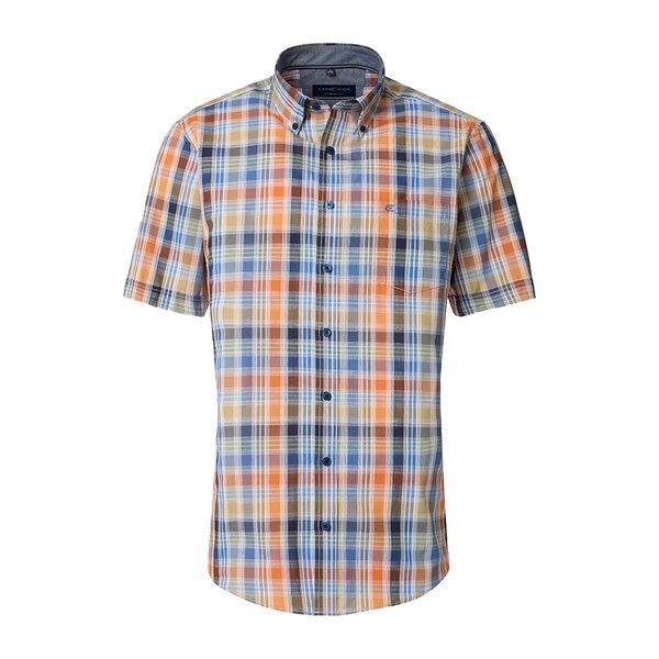 Casa Moda Orange Check SS Shirt-shop-by-brands-Beggs Big Mens Clothing - Big Men's fashionable clothing and shoes