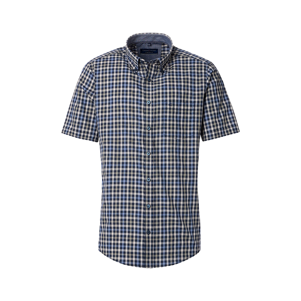 Casa Moda Gingham Check SS Shirt Green