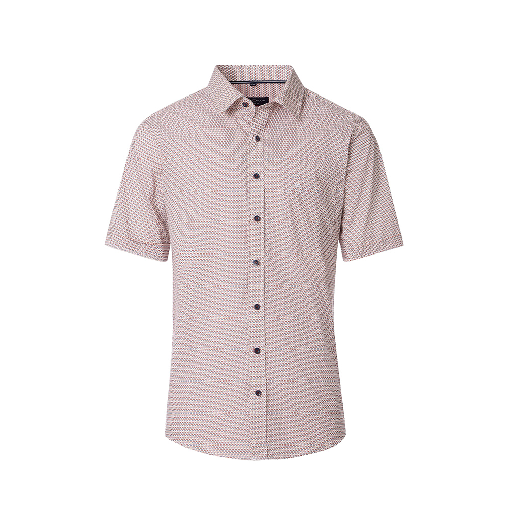 Casa Moda Small Abstract Pattern SS Shirt Garnet