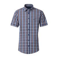 Casa Moda Small Textured Check SS Shirt Navy