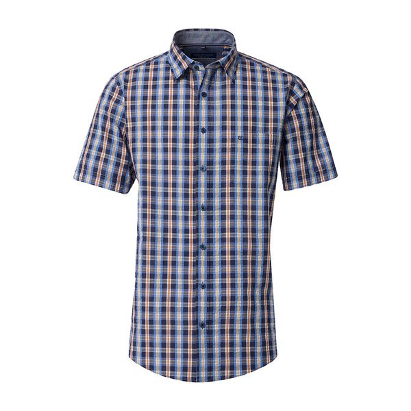 Casa Moda Small Textured Check SS Shirt Navy-shop-by-brands-Beggs Big Mens Clothing - Big Men's fashionable clothing and shoes
