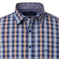 Casa Moda Small Textured Check SS Shirt Navy