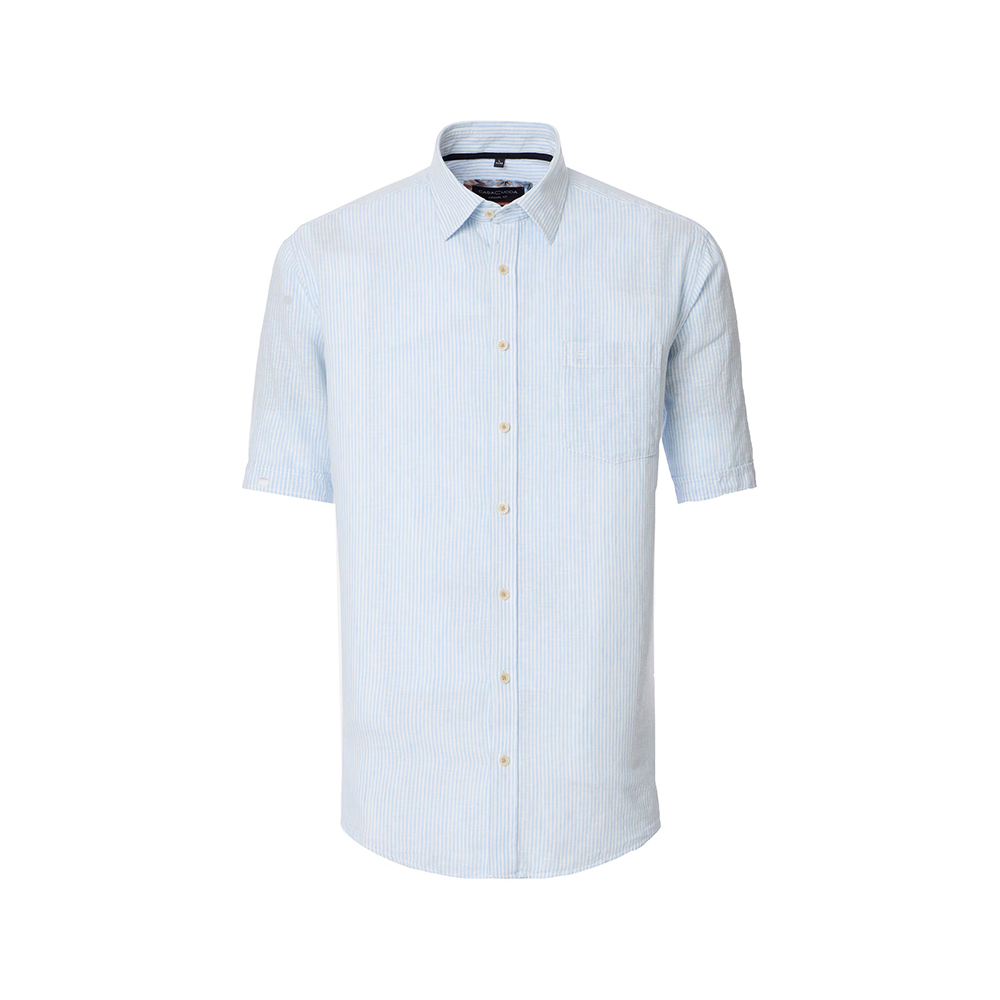CASA MODA - Linen Mix Striped SS Shirt Blue