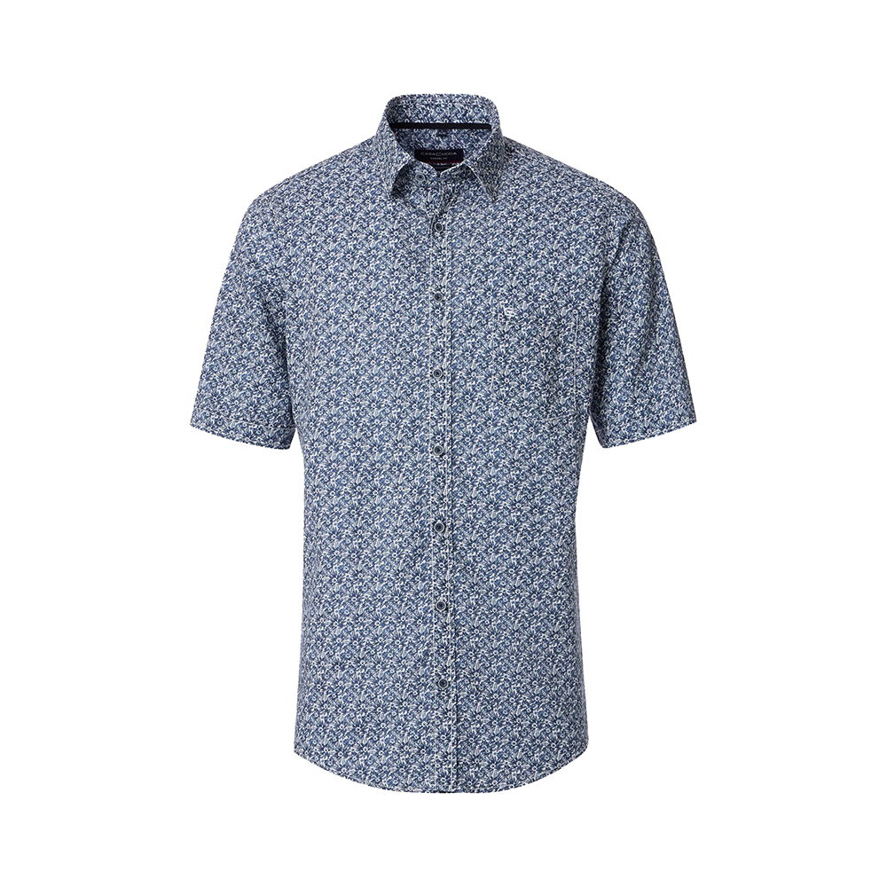 CASA MODA - Linen Mix Floral Pattern SS Shirt Navy