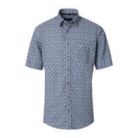 CASA MODA - Linen Mix Floral Pattern SS Shirt Navy