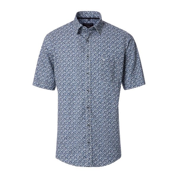 CASA MODA - Linen Mix Floral Pattern SS Shirt Navy-shop-by-brands-Beggs Big Mens Clothing - Big Men's fashionable clothing and shoes