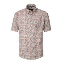 CASA MODA - Linen Mix Leaf Pattern SS Shirt Garnet