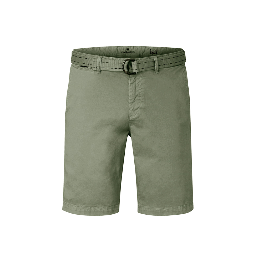 REDPOINT - Surrey Stretch Chino Short With Belt Olive