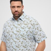 NORTH LATITUDE - Linen Palm Tree SS Shirt Light Blue