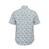 NORTH LATITUDE - Linen Palm Tree SS Shirt Light Blue