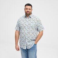 NORTH LATITUDE - Linen Palm Tree SS Shirt Light Blue