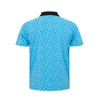 NORTH LATITUDE - Shark Pattern Stretch Cotton Polo Turquoise