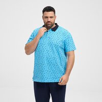 NORTH LATITUDE - Shark Pattern Stretch Cotton Polo Turquoise