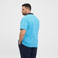 NORTH LATITUDE - Shark Pattern Stretch Cotton Polo Turquoise