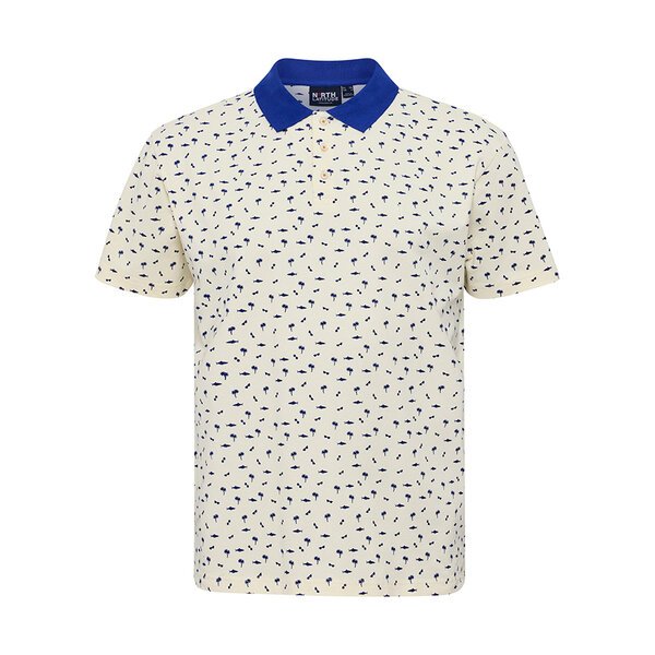 NORTH LATITUDE - Shark Pattern Stretch Cotton Polo Off White-shop-by-brands-Beggs Big Mens Clothing - Big Men's fashionable clothing and shoes