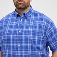 NORTH LATITUDE - Linen Cotton Check Shirt SS Cobolt Blue