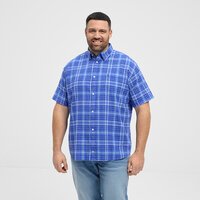 NORTH LATITUDE - Linen Cotton Check Shirt SS Cobolt Blue