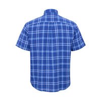 NORTH LATITUDE - Linen Cotton Check Shirt SS Cobolt Blue